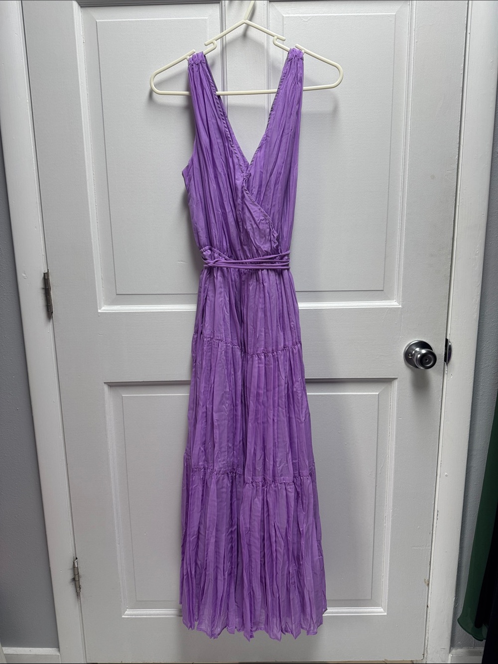 Purple V-Neck Sleeveless Maxi Dress